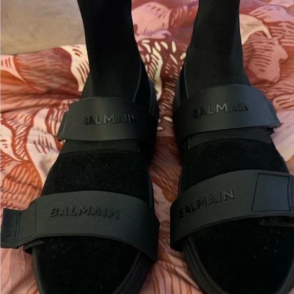 Balmain Black and Gold Sandals with Chunky Sole